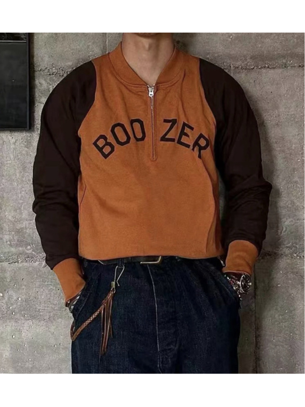 Quarter-Zip Rider Printed Long Sleeve T-Shirt - Orange 40
